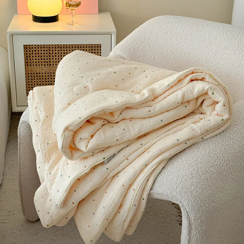 Afralia™ Colorful Polka Dot Floral Thin Quilt Set with Pillowcases