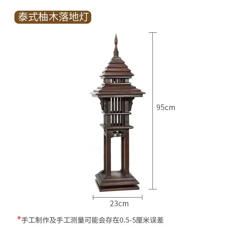 Afralia™ Thai Style Wood Outdoor Table Lamp for Courtyard Decor