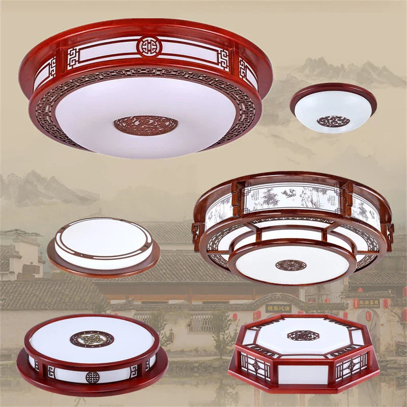 Afralia™ Solid Wood LED Ceiling Lights for Modern Living Room and Bedroom