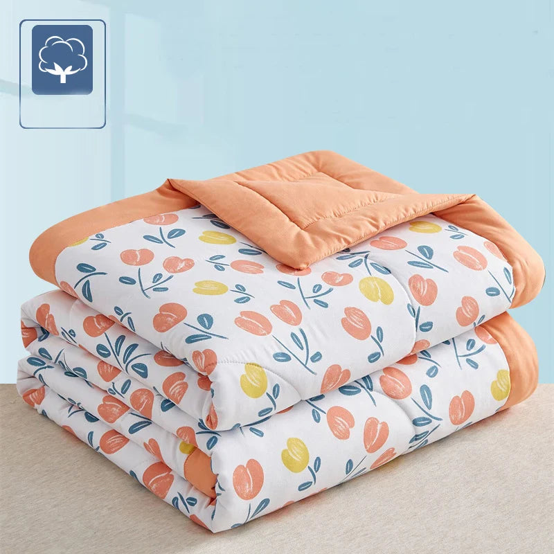 Afralia™ Lightweight Summer Quilt: Soft Skin-Friendly Comforter with Cotton Fill
