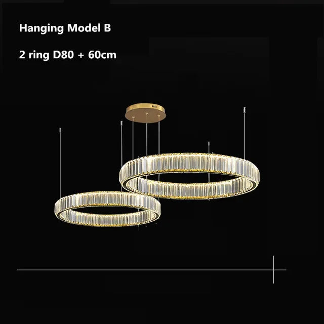 Afralia™ Gold Crystal Chandelier: Modern Luxury Round Square Pendant Light for Living Room