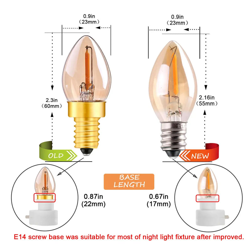 Afralia™ Vintage Soft Warm LED Night Light Bulb C7 0.5W 2700K E12 E14 220V Glass Lamp