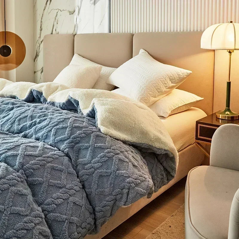 Afralia™ Cozy Cashmere Blanket Duvet Cover - Soft Warm Fleece Quilt Cover for Beds