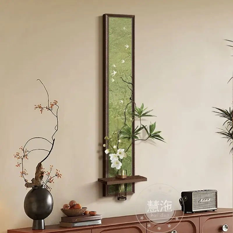 Afralia™ Sandstone Wall Landscape Home Decor: Medieval Style Living Room Painting & Water Plants Mural