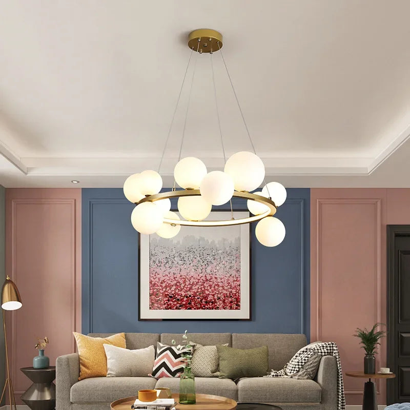 Afralia™ Clear Glass LED Chandelier: Modern Nordic Hall Parlor Lighting Fixture