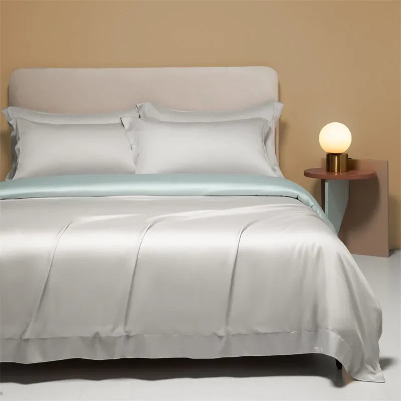 Afralia™ 120S Natural Fabric Bedding Set Summer Cooling Fitted Sheet Skin Friendly Bedclothes
