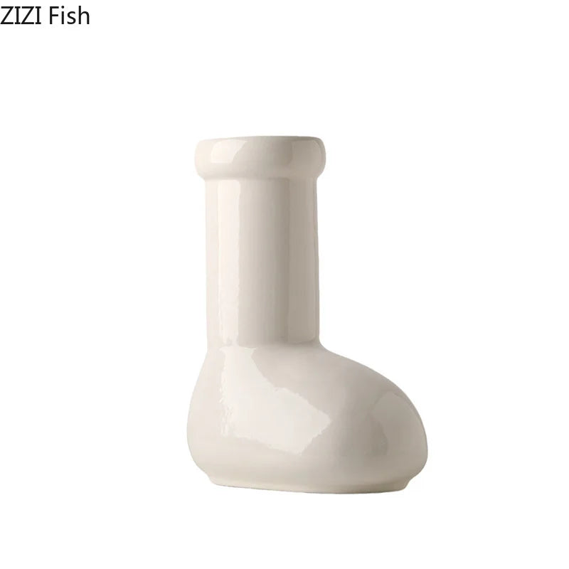 Afralia™ Hand/foot Ceramic Vase: Desk Decor Flowers Arrangement Vase Room Aesthetic Display