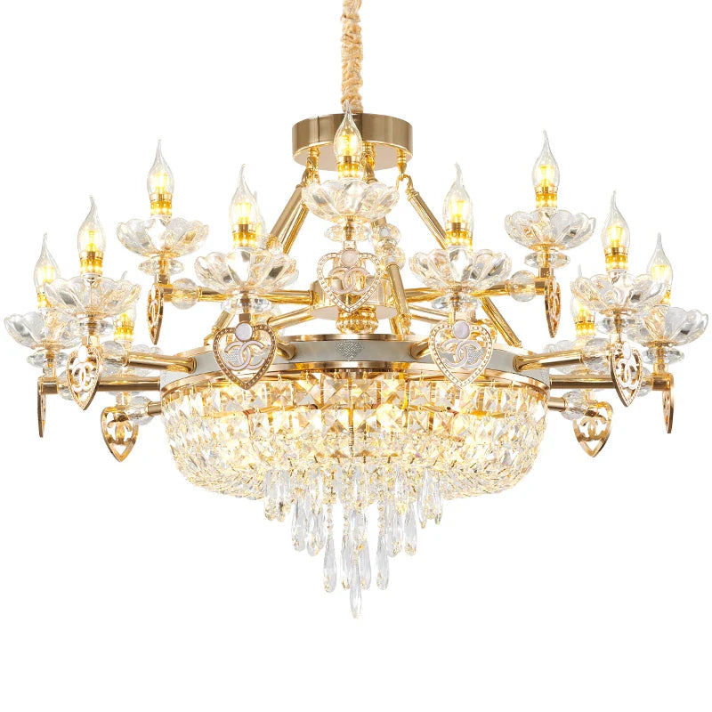 Afralia™ Crystal Luxury Chandelier for European Style Living Room, Bedroom, and Stairwell