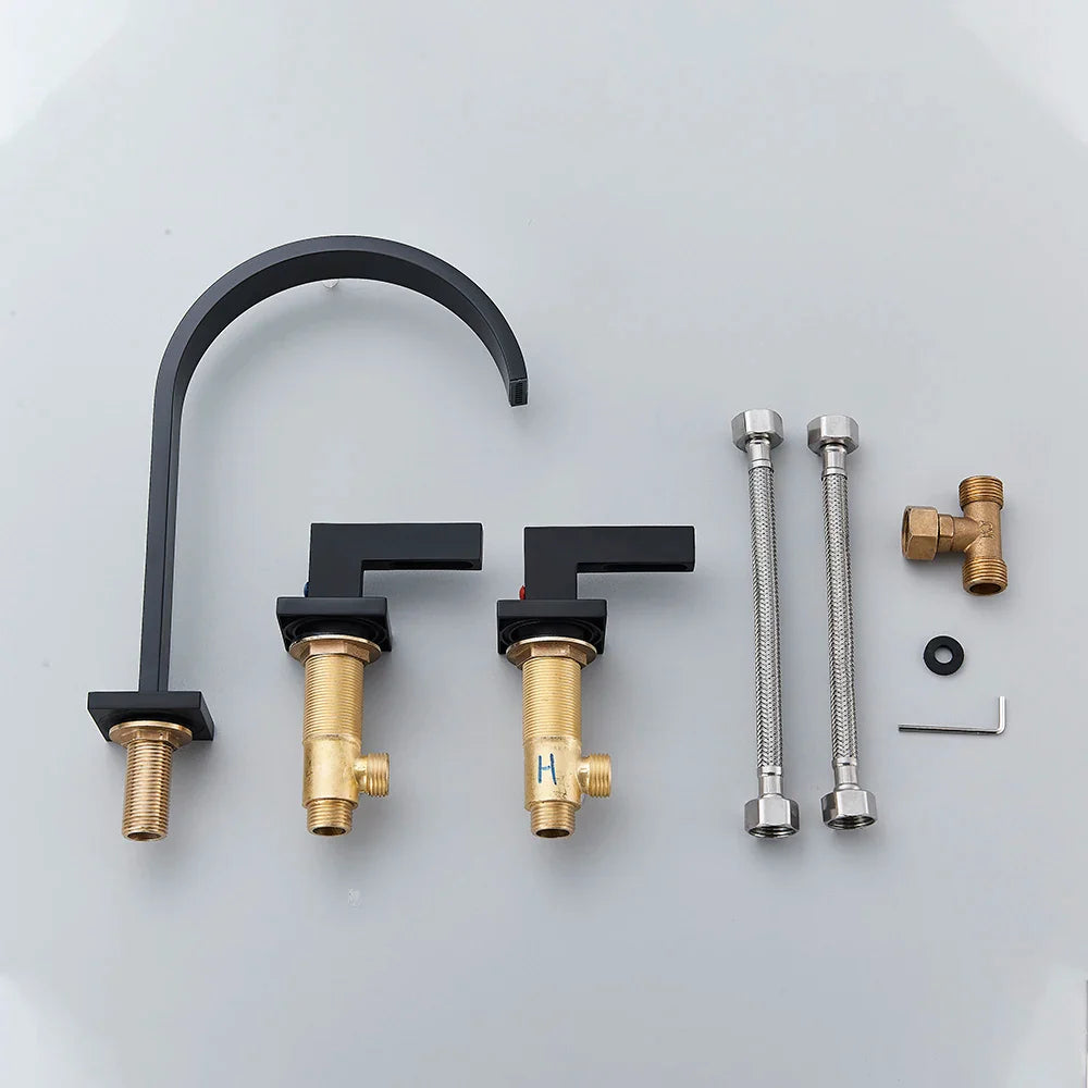 Afralia™ Crystal Handle Gold Bathroom Basin Faucet Three Hole Mixer for Bathtub