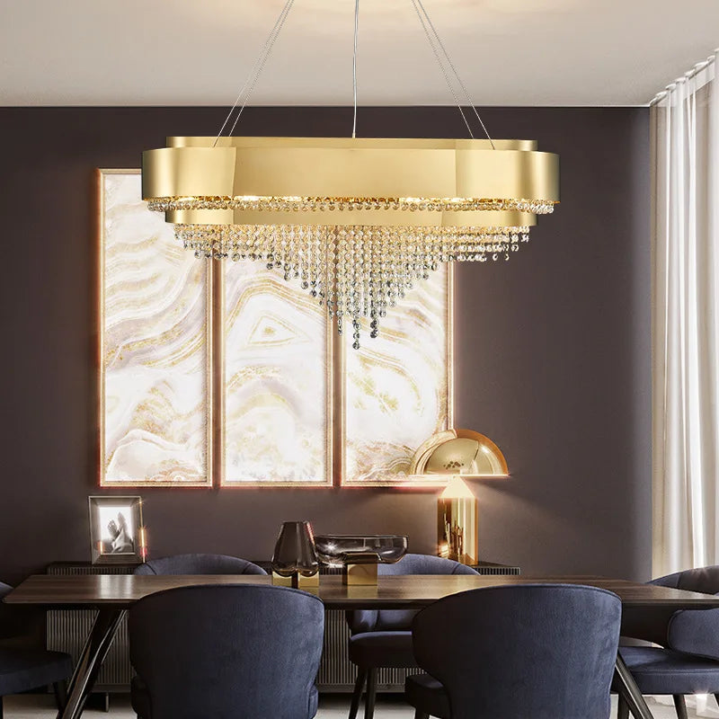 Afralia™ Golden Crystal Chandelier for Luxury Living & Dining Rooms