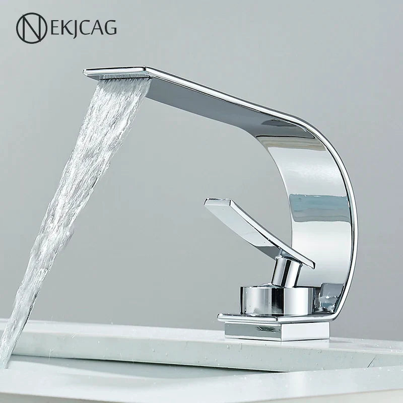 Afralia™ Stainless Steel Basin Faucet Single Handle Mixer Waterfall Sink Tap Deck Install