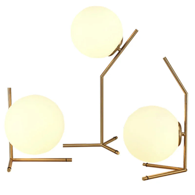 Afralia™ Modern Glass Ball Table Lamp, E27 Loft Light for Bedroom, Living Room, Gold Black