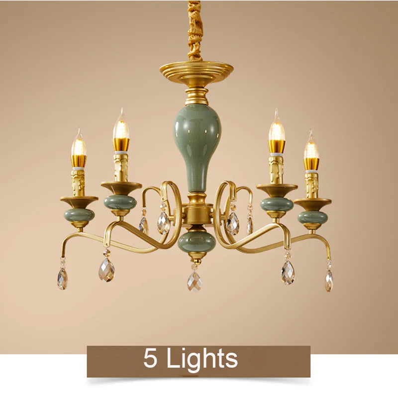 Afralia™ Mediterranean Ceramic Crystal Chandelier - Elegant Lighting Fixture