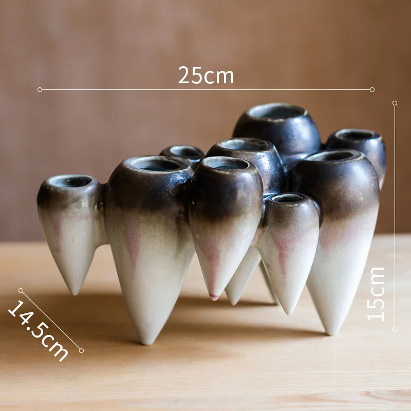Afralia™ Abstract Tooth Ceramic Flower Pot Hanging Vase for Artistic Home Decor