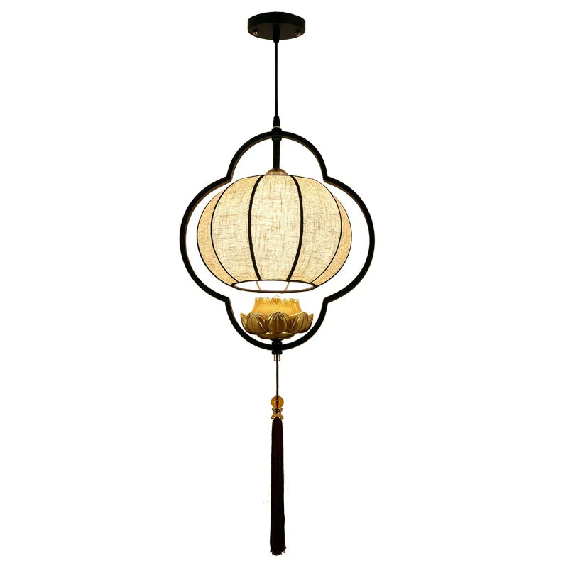 Afralia™ Chinese Teahouse Lantern Chandelier Creative Cloth Lamps for Dining Room Bedroom Hotel