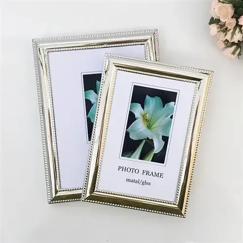 Afralia™ Simple Silver-plated Metal Picture Frame