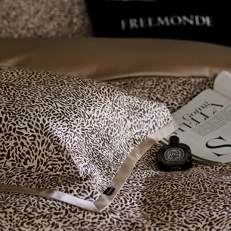 Afralia™ Leopard Luxury Bedding Set: Silky Soft Lyocell Cotton Duvet Cover, Sheet Set, Pillowcases