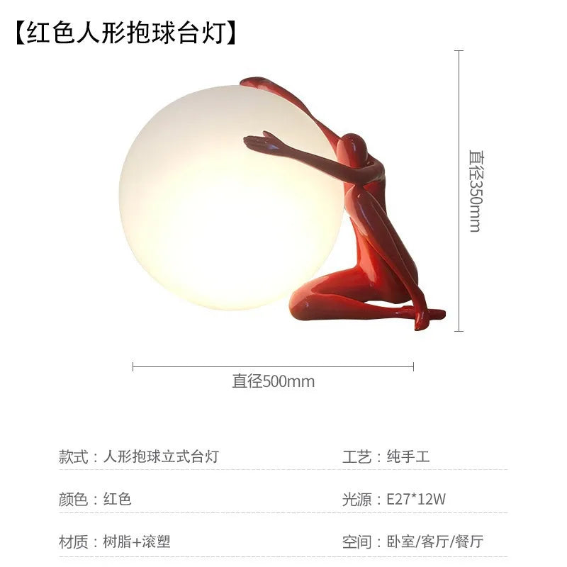 Afralia™ Ball Holding Character Resins Lamp for Living Room Bedroom