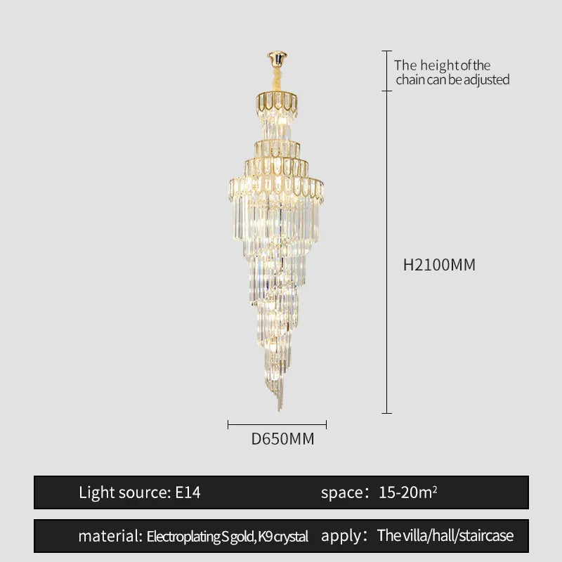 Afralia™ Light Luxury Rotating Crystal Chandelier for Villa Living Room