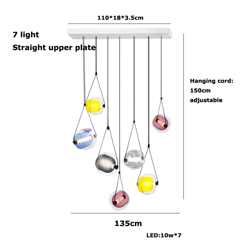 Afralia™ Multicolor Glass Globe Pendant Light for Stylish Bedroom Decor