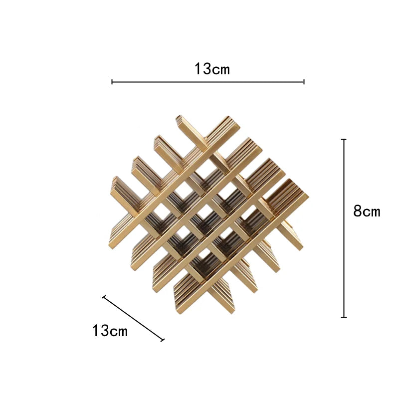 Afralia™ Geometric Block Metal Sculpture Abstract Square Decor Figurines, Home Decor Accessories