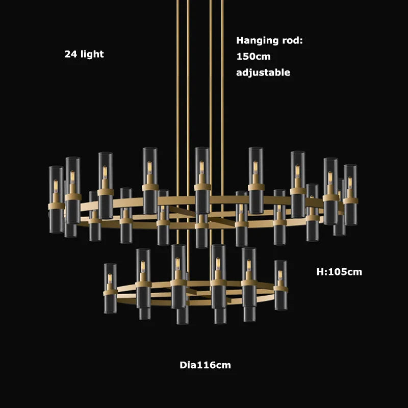Afralia™ 2-Layer Chandelier Lighting - Vintage Gold Silver Black Hanging Lamps