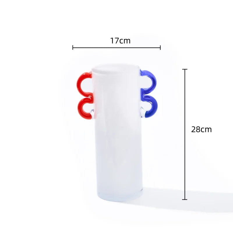 Afralia™ Handcrafted Colorful Glass Vase Straight-tube Hydroponics Terrarium for Home Decoration