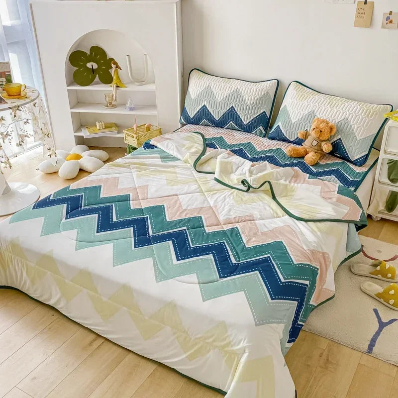Afralia™ Cool Summer Blanket Set with Latex Bed Mat - Lightweight Breathable Comforter Bedding