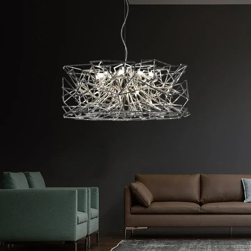 Afralia™ Modern LED Silver Chandelier for Dining Room & Restaurant