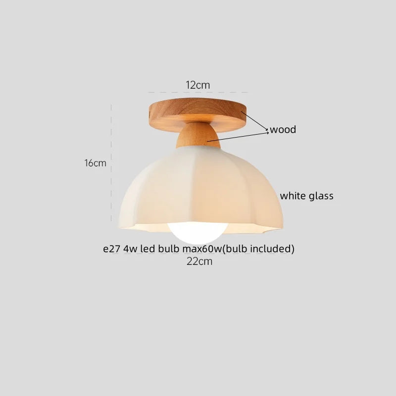 Afralia™ Glass LED Ceiling Lamp Copper Walnut Modern Living Room Lighting Fixtures