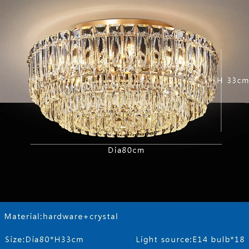 Afralia™ Crystal Round Ceiling Lamp - Nordic Luxury Home Decor Luxe Chandelier