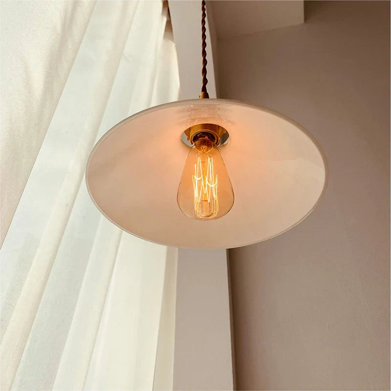 Afralia™ White Glass LED Pendant Lamp Nordic Modern Copper Socket Hanging Lights