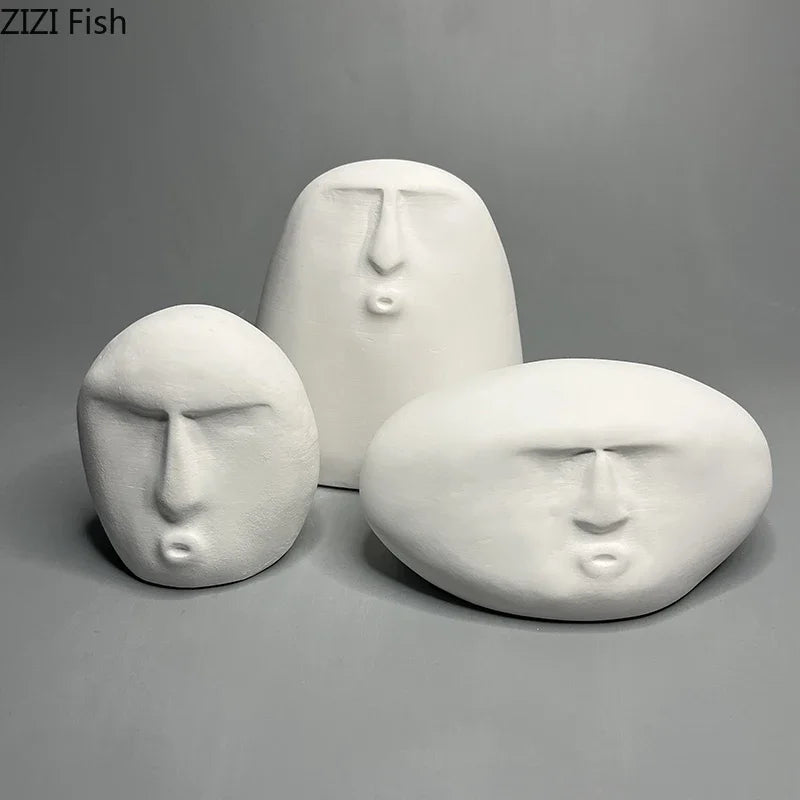 Afralia™ Stone Human Face Sculpture Decoration for Desk Ornaments & Room Aesthetic