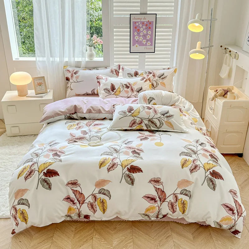 Afralia™ Soft Plant Printed Bedding Sets Cozy Quilt Cover for Summer & Autumn