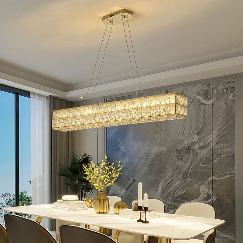 Afralia™ Modern Golden Ring Crystal Chandelier LED Light for Luxe Living Room