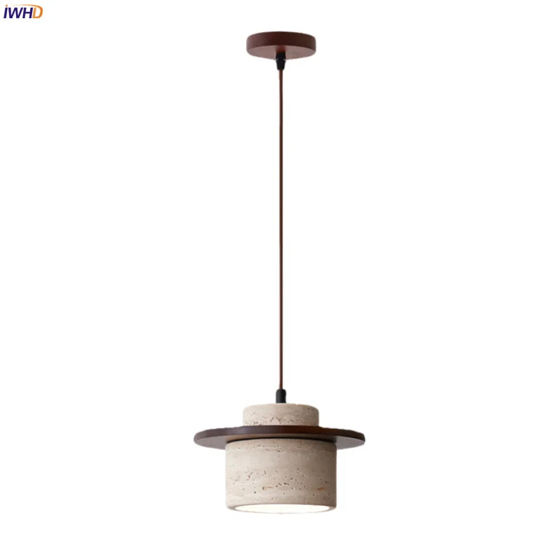 Afralia™ LED Yellow Travertine Pendant Lamp for Vintage Home Decor