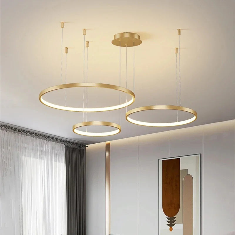 Afralia™ Acrylic LED Ring Pendant Light Modern Minimalist Art Decor Chandelier