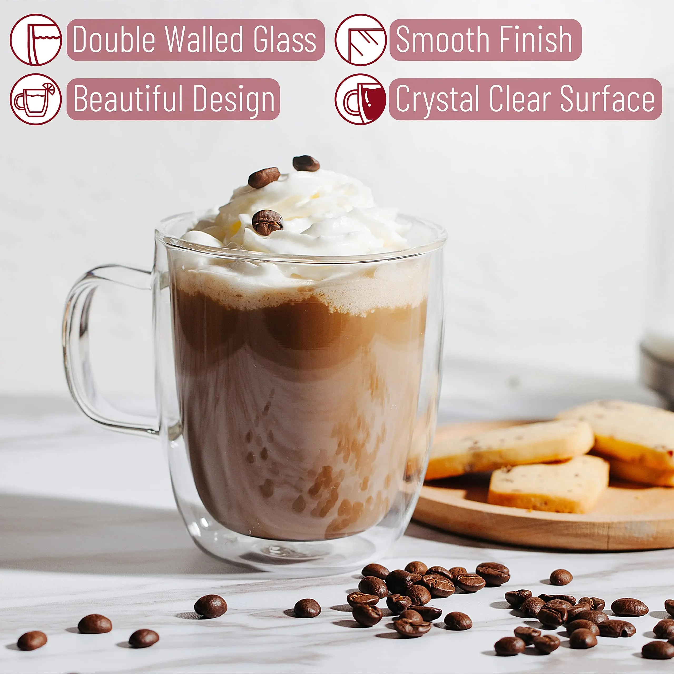 Afralia™ Double Wall Glass Coffee Cup 250/350ml Heat Resistant Latte Milk Lemon Juice