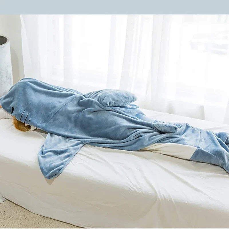 Afralia™ Cozy Shark Blanket: Soft Flannel, Thicken, Warm Lap Sleeping Bag Pyjamas