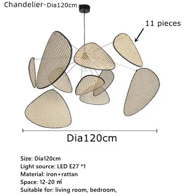 Afralia™ Rattan Art LED Chandeleir for Home & Hotel Decor