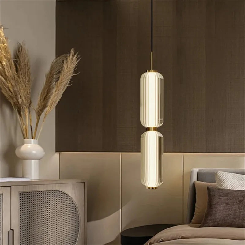 Afralia™ Glass Staircase Pendant Light: American Retro Minimalist Restaurant Foyer Artistic Lamp