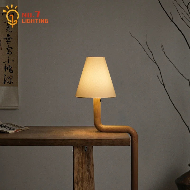 Afralia™ Elegant Solid Wood LED Table Lamp for Study and Bedside Lighting
