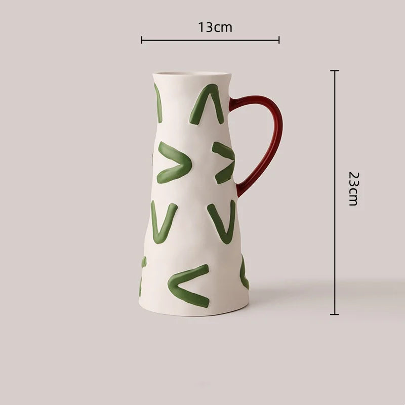 Afralia™ Ceramic Vase Kettle Geometric Graffiti Flowerpot Home Decoration Accessories