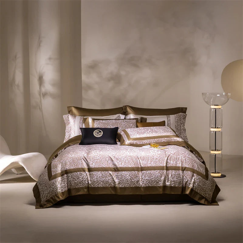 Afralia™ Vintage Luxury Jacquard Egyptian Cotton Bedding Set with Duvet, Sheet and Pillowcase