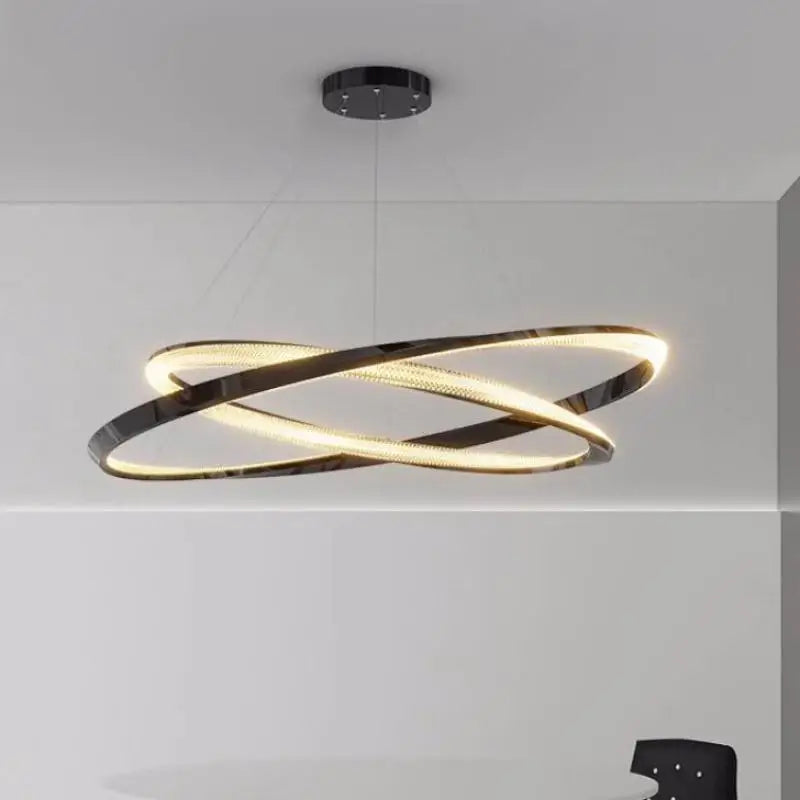 Afralia™ Modern Steel Dimmable LED Chandelier: Remote Control Stair Lustre Pendant Lights