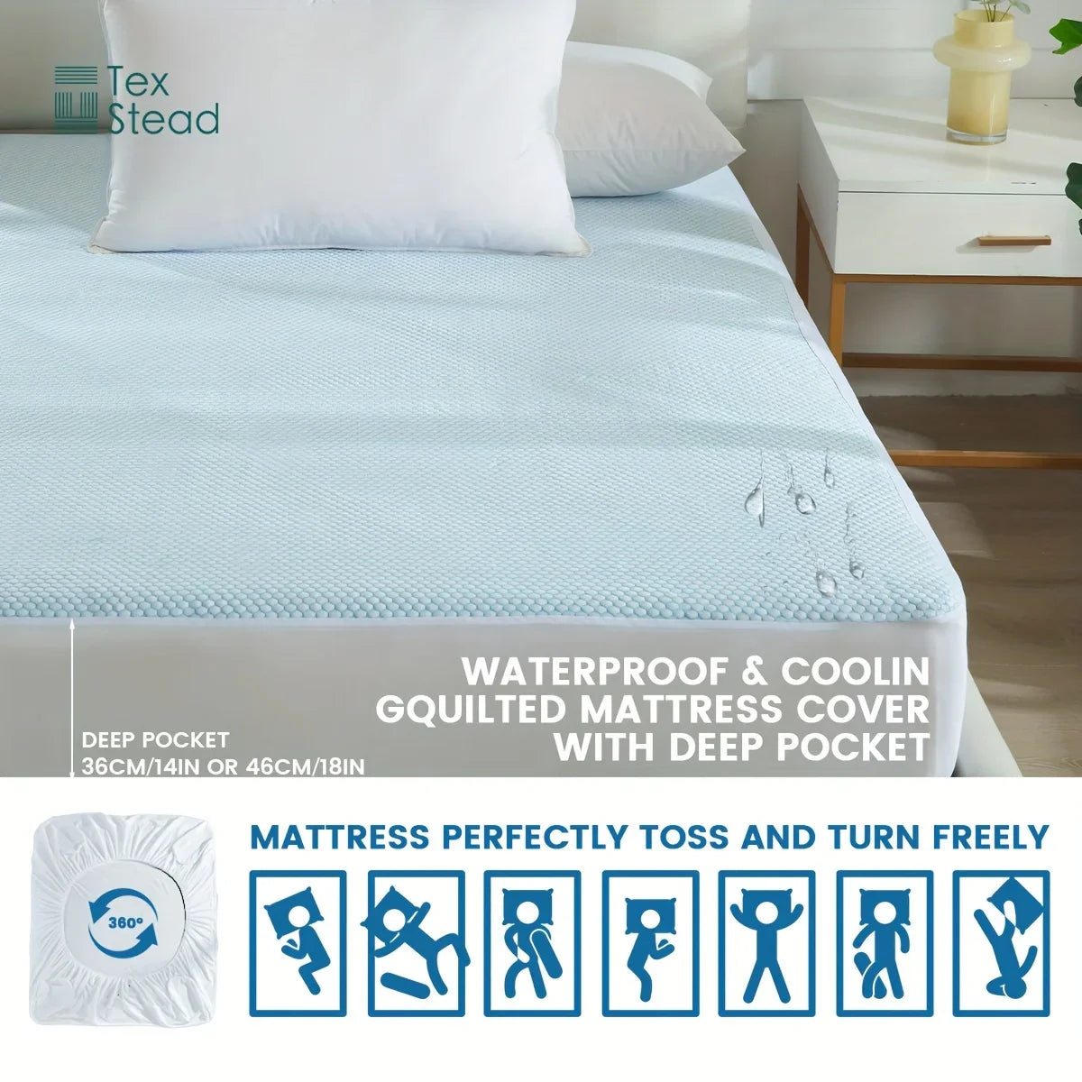 Afralia™ Soft Cooling Mattress Topper, Waterproof Fitted Sheet - Luxurious & Deep Pocket