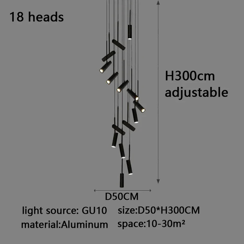 Afralia™ Modern LED Spotlight Chandelier for Kitchen, Living Room, and Staircase