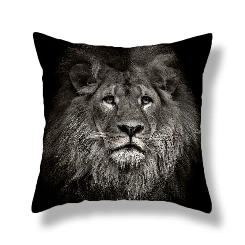 Afralia™ Wild Animals Lions Tigers Cushion Cover Pillow Case - 45x45CM Wildlife Decor