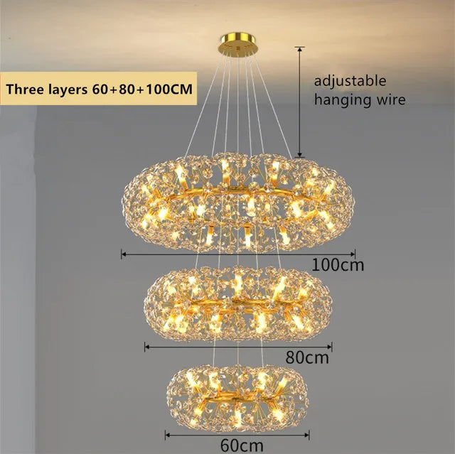 Afralia™ Modern K9 Crystal LED Chandelier for Living Room, Dining Room, and Bedroom