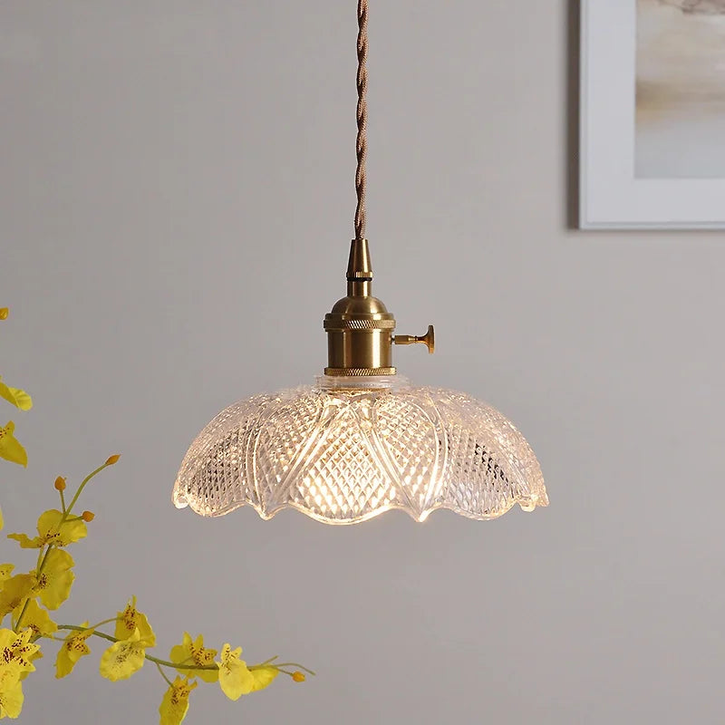 Afralia™ Clear Glass LED Pendant Bar Kitchen Nordic Copper Dining Room Suspension